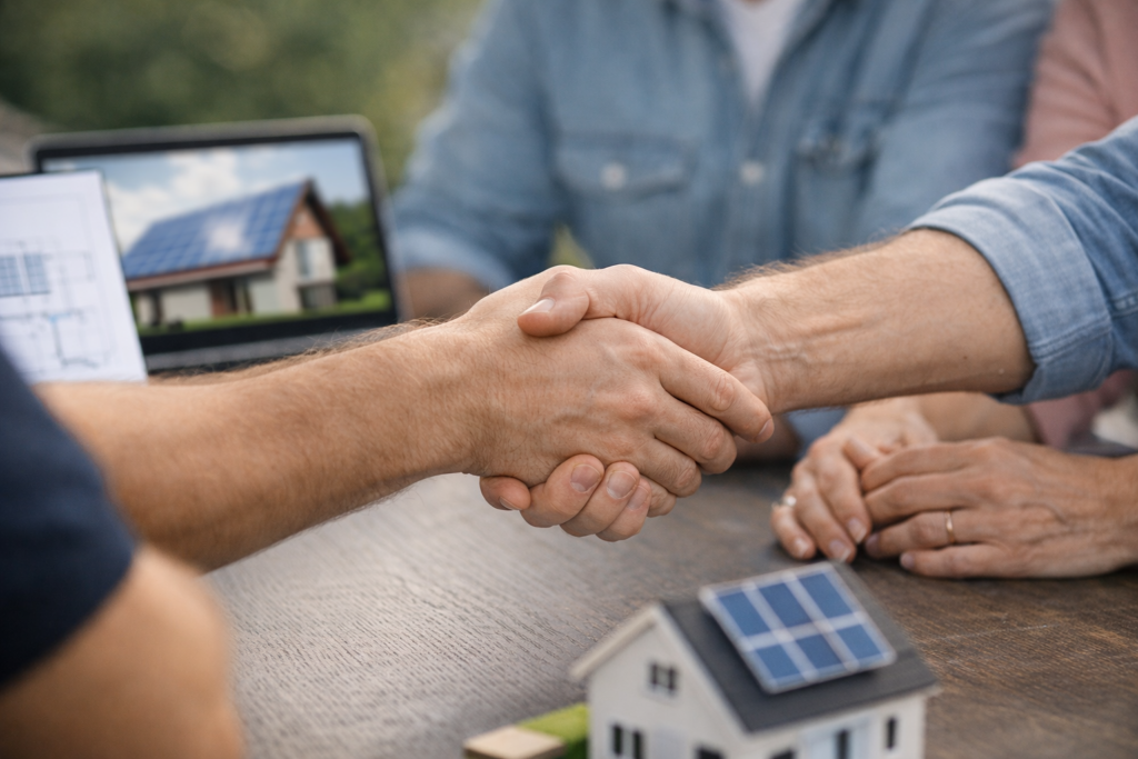 Persönliche Solarberatung mit Vertrauen – Handschlag für Ihre Photovoltaikanlage